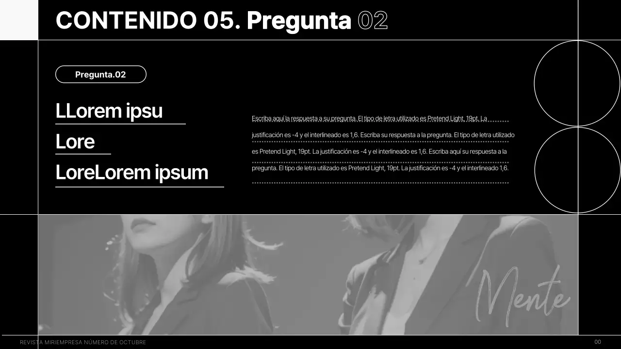 Una moderna revista de entrevistas internas en blanco y negro