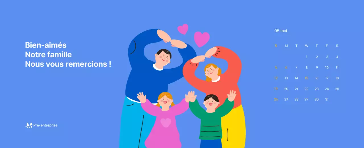 Calendrier de motivation avec des illustrations énergiques et des citations positives sur un fond bleu clair