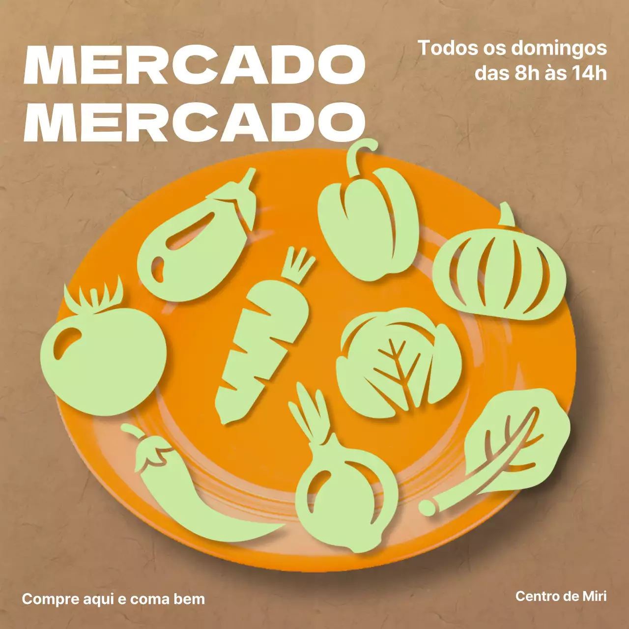 Promover um mercado de agricultores minimalista em castanho e chartreuse