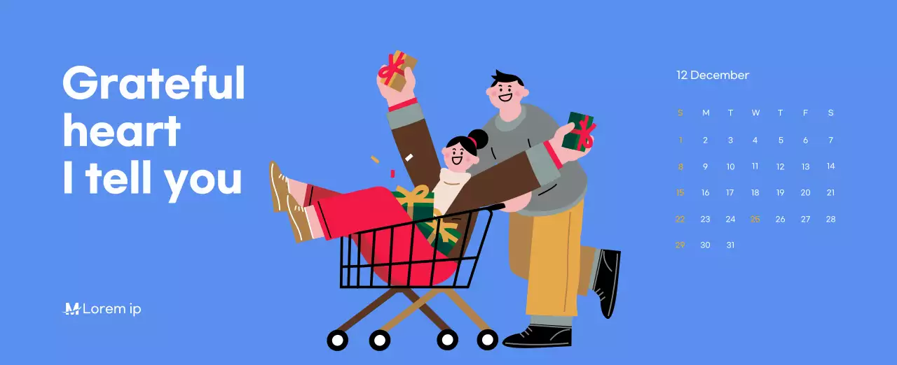 Motivational calendar with energetic illustrations and positive quotes on a light blue background