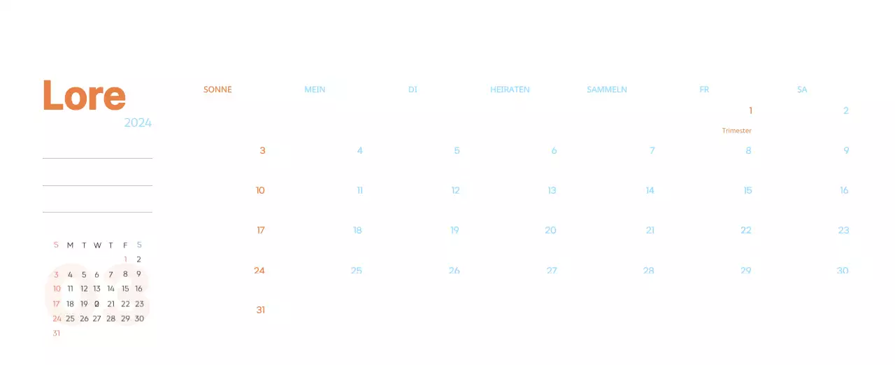 Arbeitskalender mit schönen Illustrationen