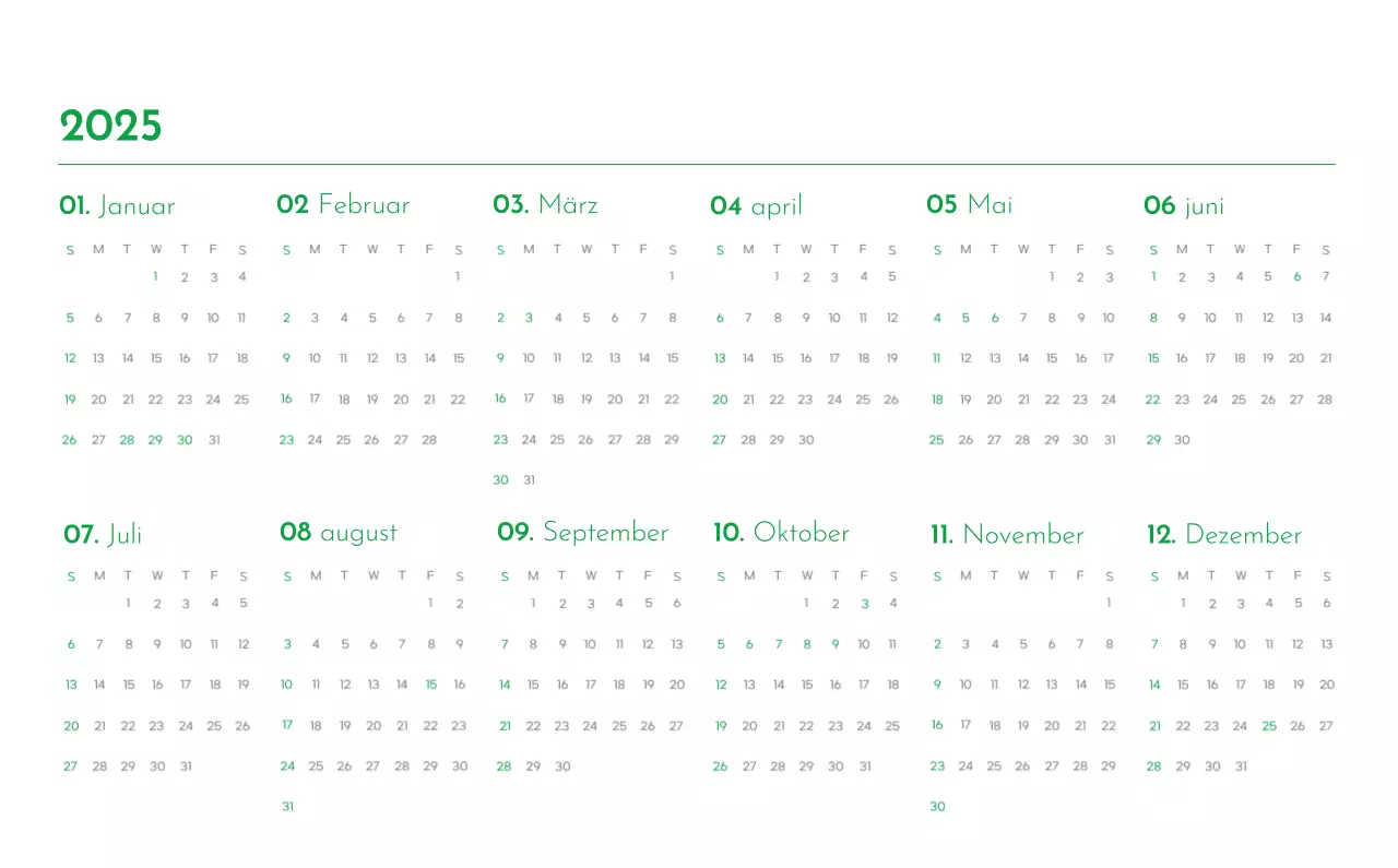 Ein Kalender mit einem Bild eines Welpen und einer niedlichen Botschaft in grünen Akzenten