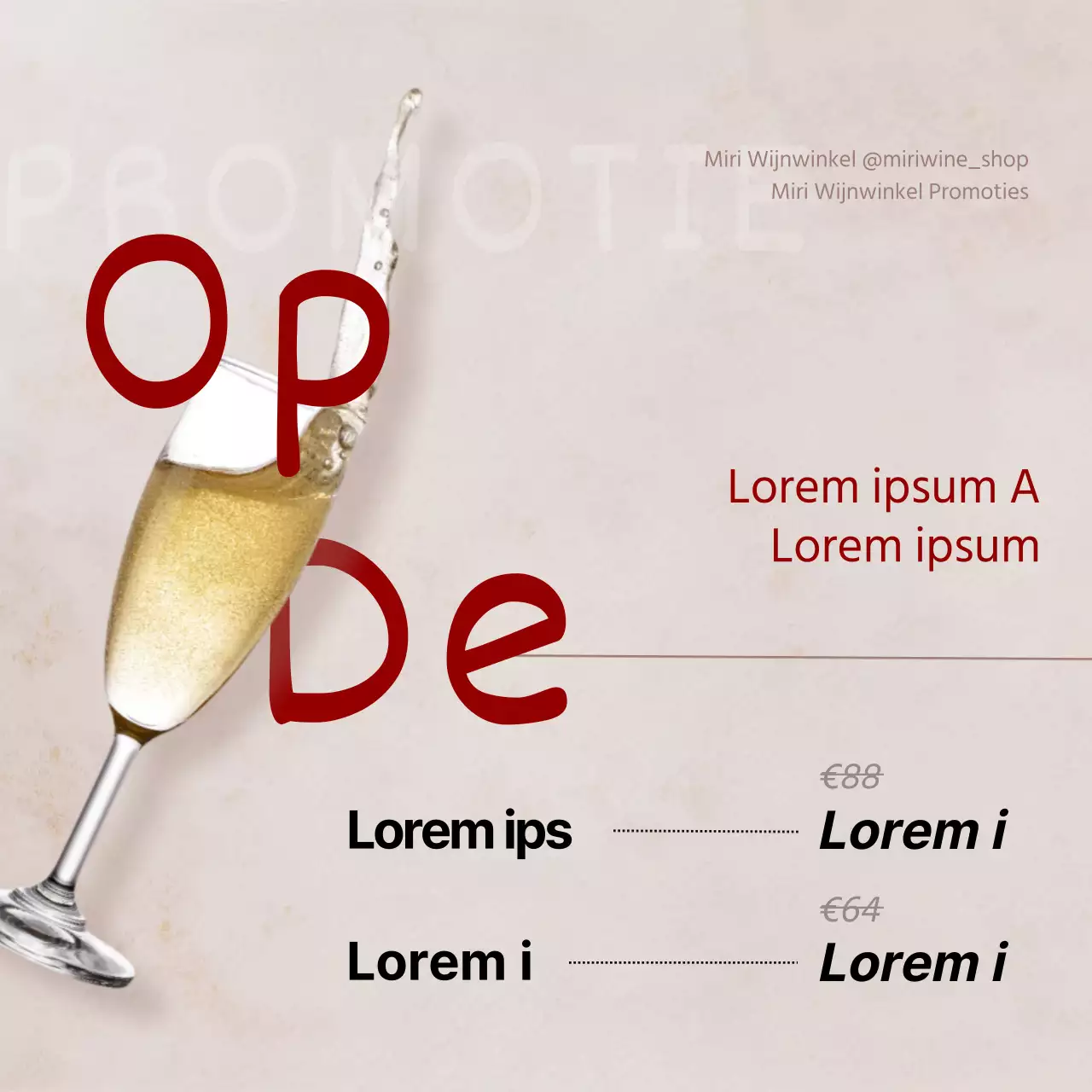 Een eenvoudige wijnwinkel in beige promoten