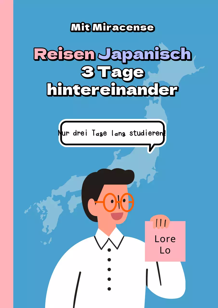 Einfaches Reisebuch mit japanischer Frage in rosa und hellblau
