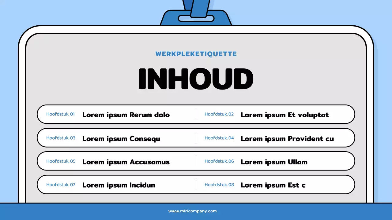 Een mooi trainingsdek voor nieuwe werknemers in lichtblauw en zwart