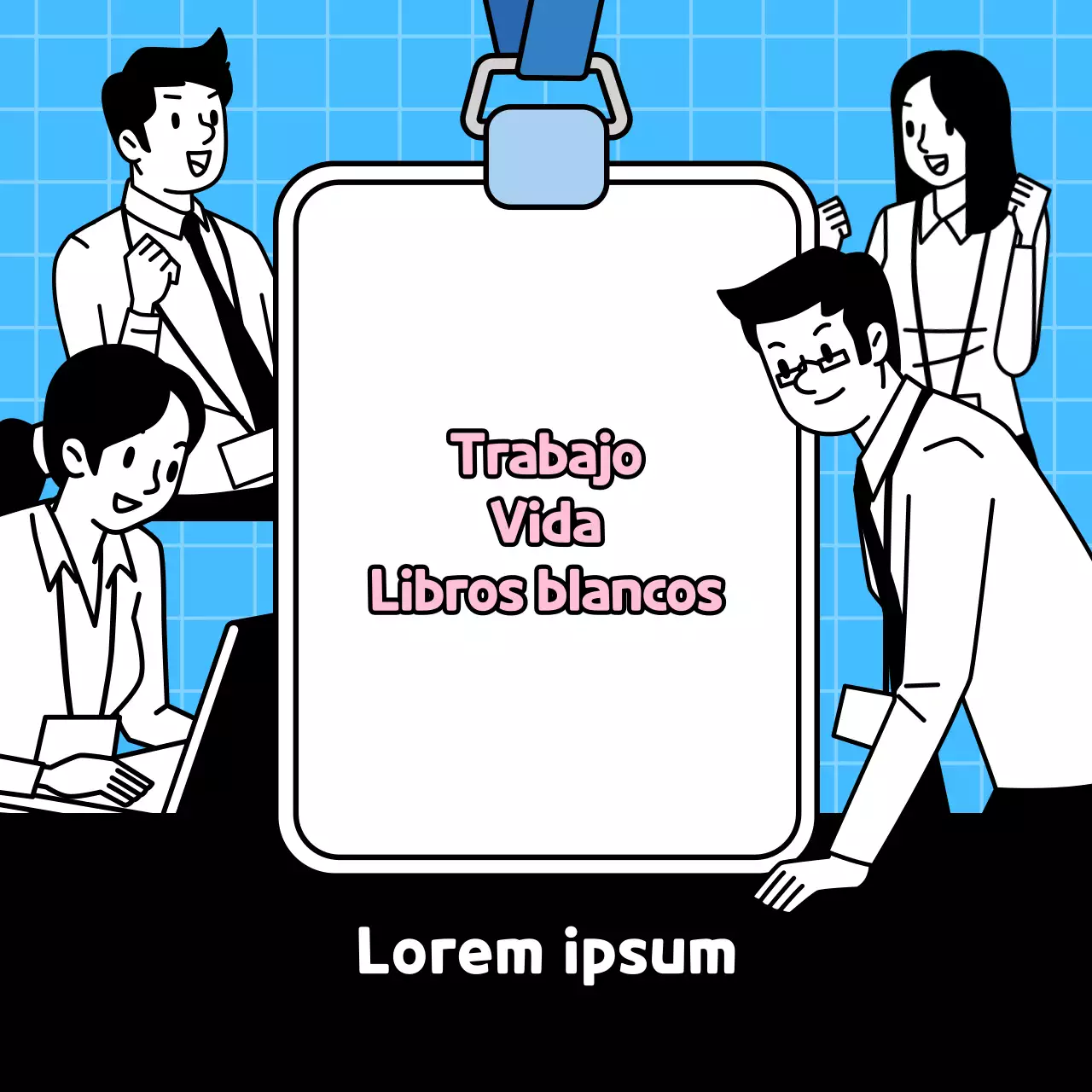 Formación en el lugar de trabajo con fondo azul claro