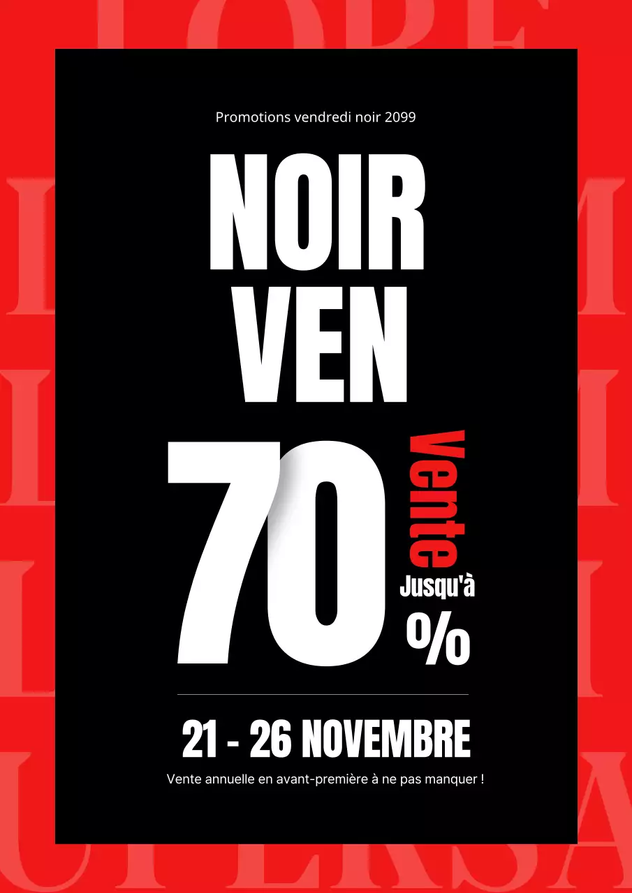Promouvoir les offres simples du vendredi noir en rouge et noir