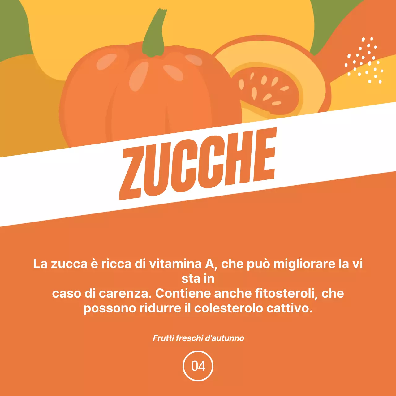 Promuovere la frutta di stagione con un tocco di arancione e verde
