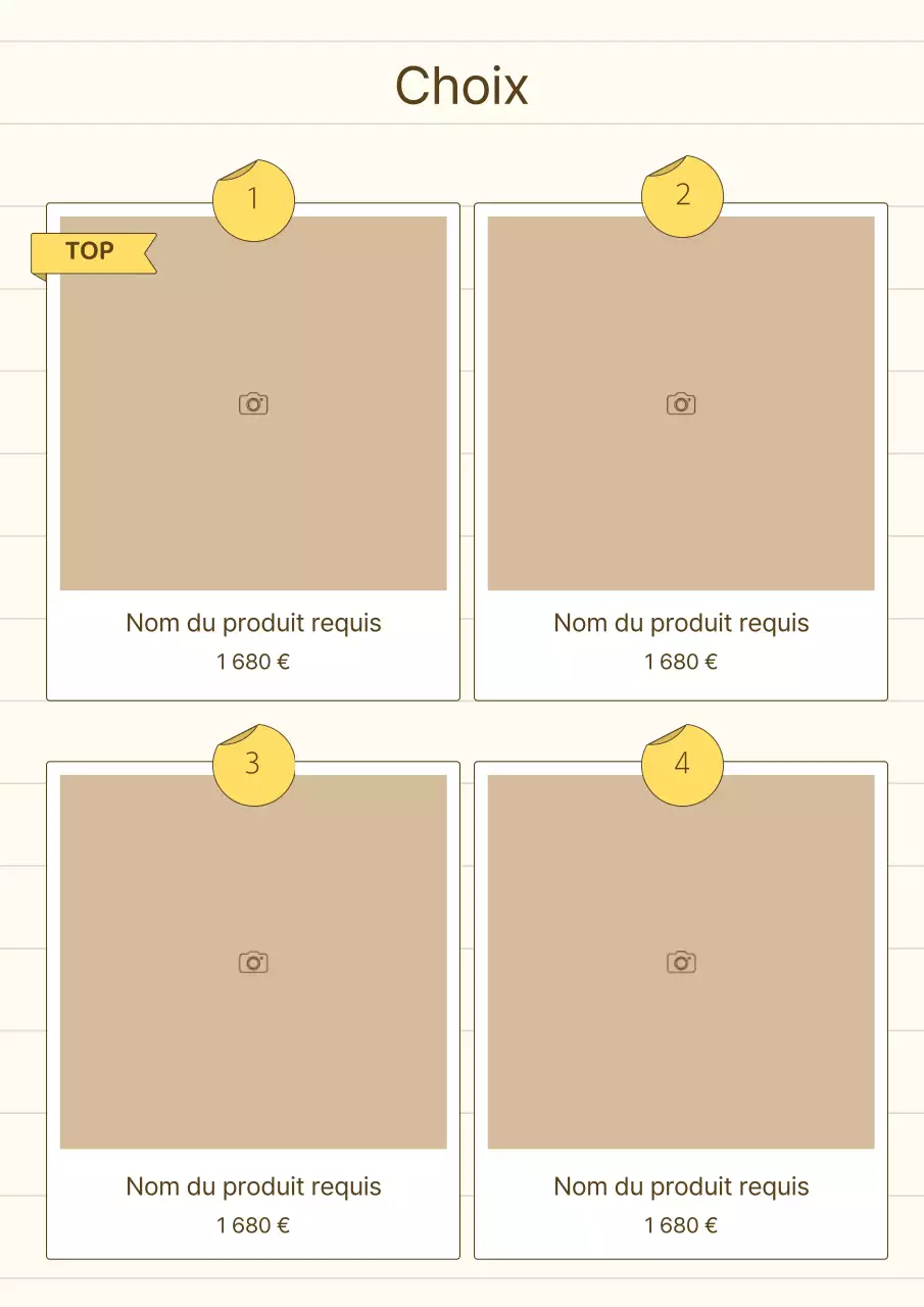 Une présentation de produit simple en jaune et beige