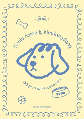 Copertina minimalista per il libro di tutti i giorni del cane in giallo e azzurro