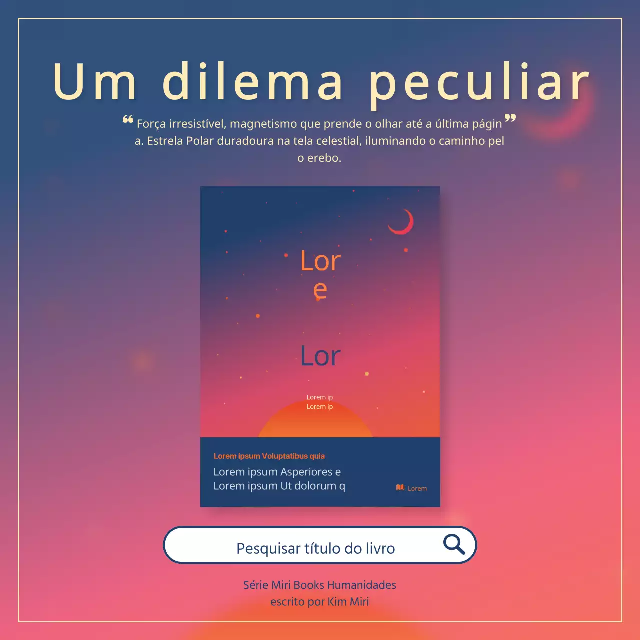 Promover recomendações de livros modernos em azul-marinho e cor-de-rosa