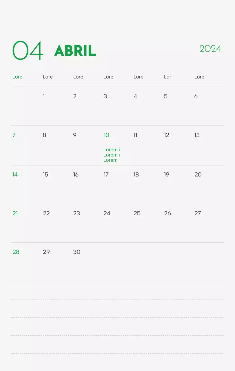 Un calendario con la imagen de un cachorro y un bonito mensaje en tonos verdes.