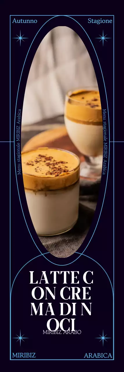 Vi presentiamo il nuovo menu dell'Autumn Café, un concetto semplice incorniciato da uno sfondo blu navy.