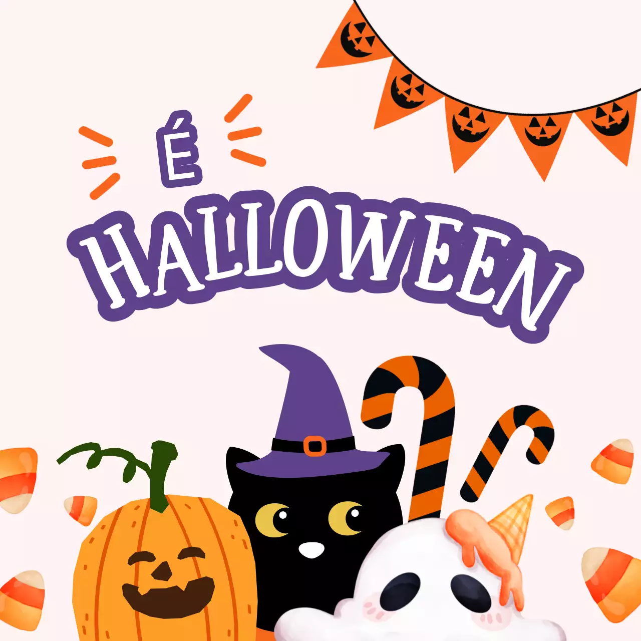 Promover fatos de Halloween modernos em branco e laranja