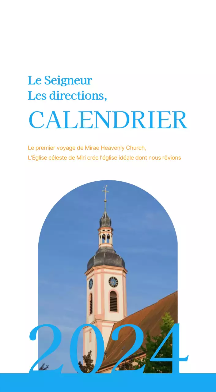 Calendrier d'église moderne bleu