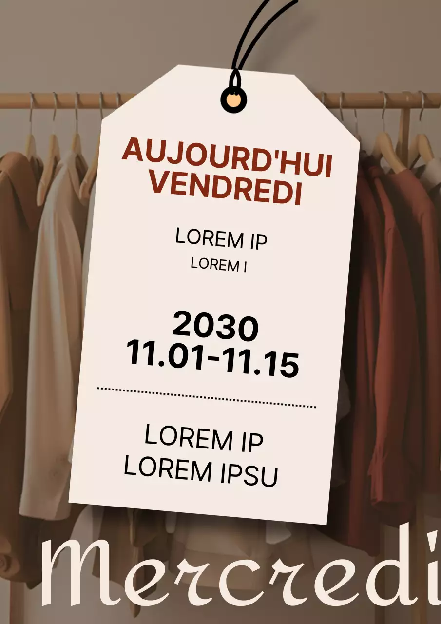 Annonce simple de vente d'un magasin de vêtements en marron et beige