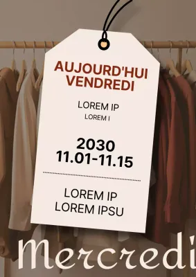 Annonce simple de vente d'un magasin de vêtements en marron et beige