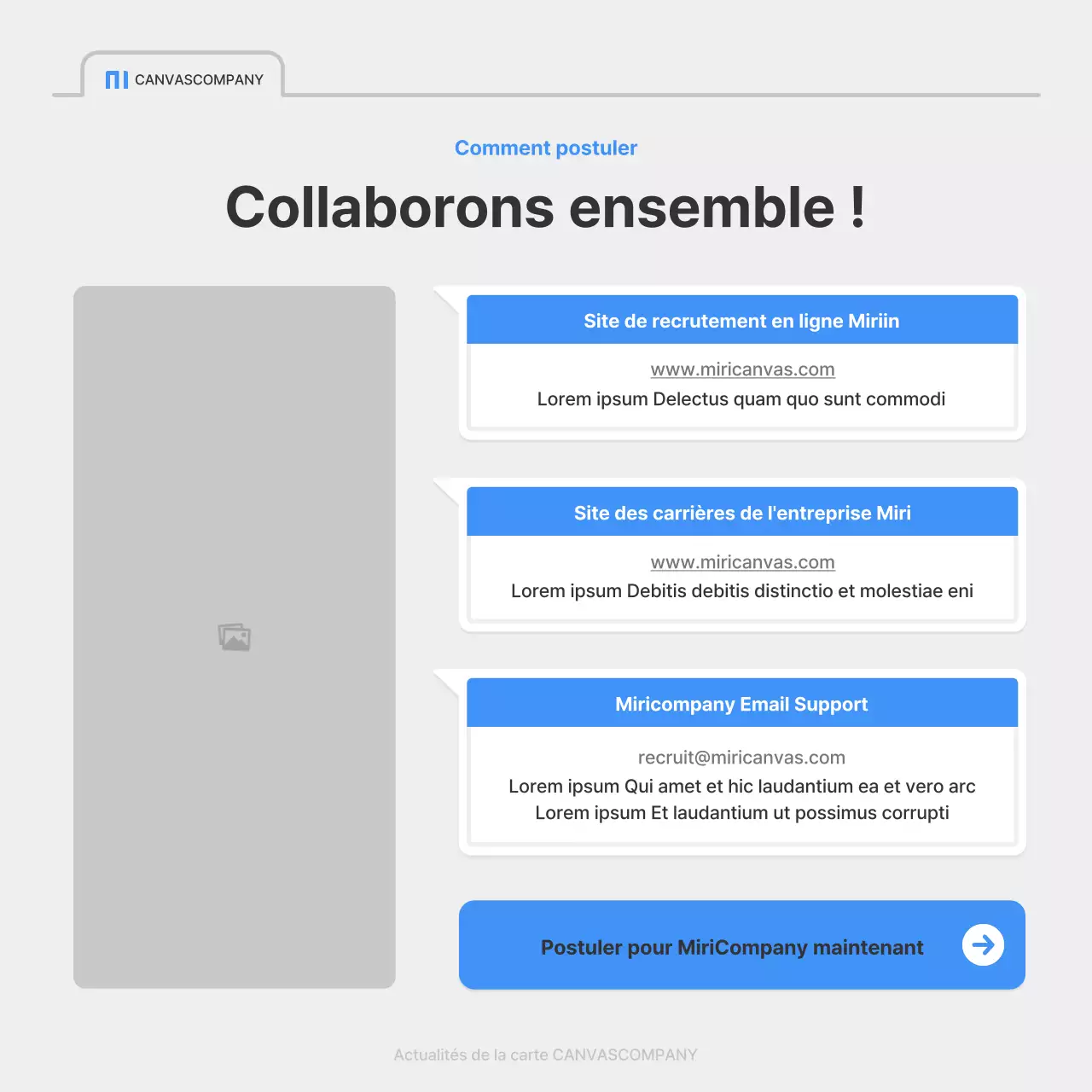 Une simple annonce d'emploi d'entreprise en bleu et gris