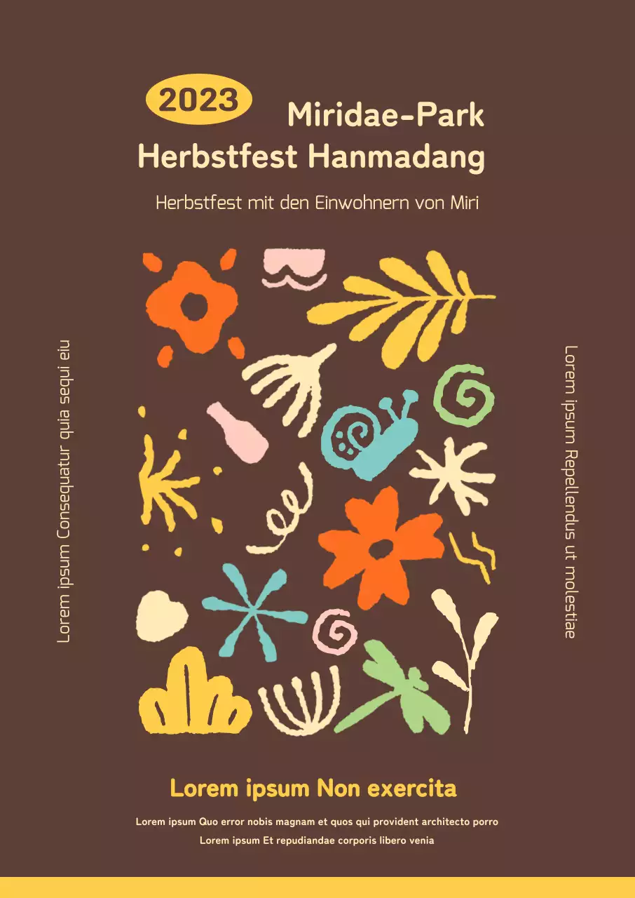 Werbung für ein Herbstfest mit einer emotionalen Illustration auf braunem Hintergrund