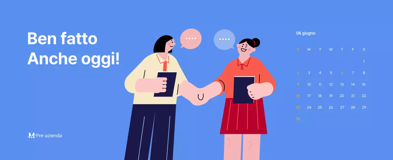 Calendario motivazionale con illustrazioni energetiche e citazioni positive su sfondo azzurro