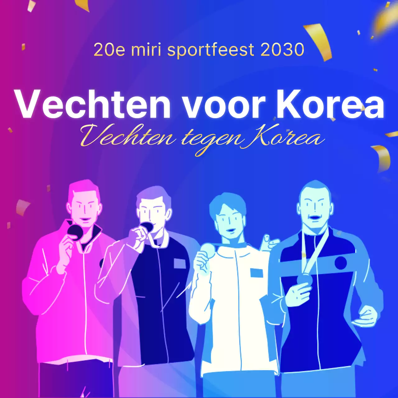 Steun de moderne Aziatische Spelen in paars en blauw