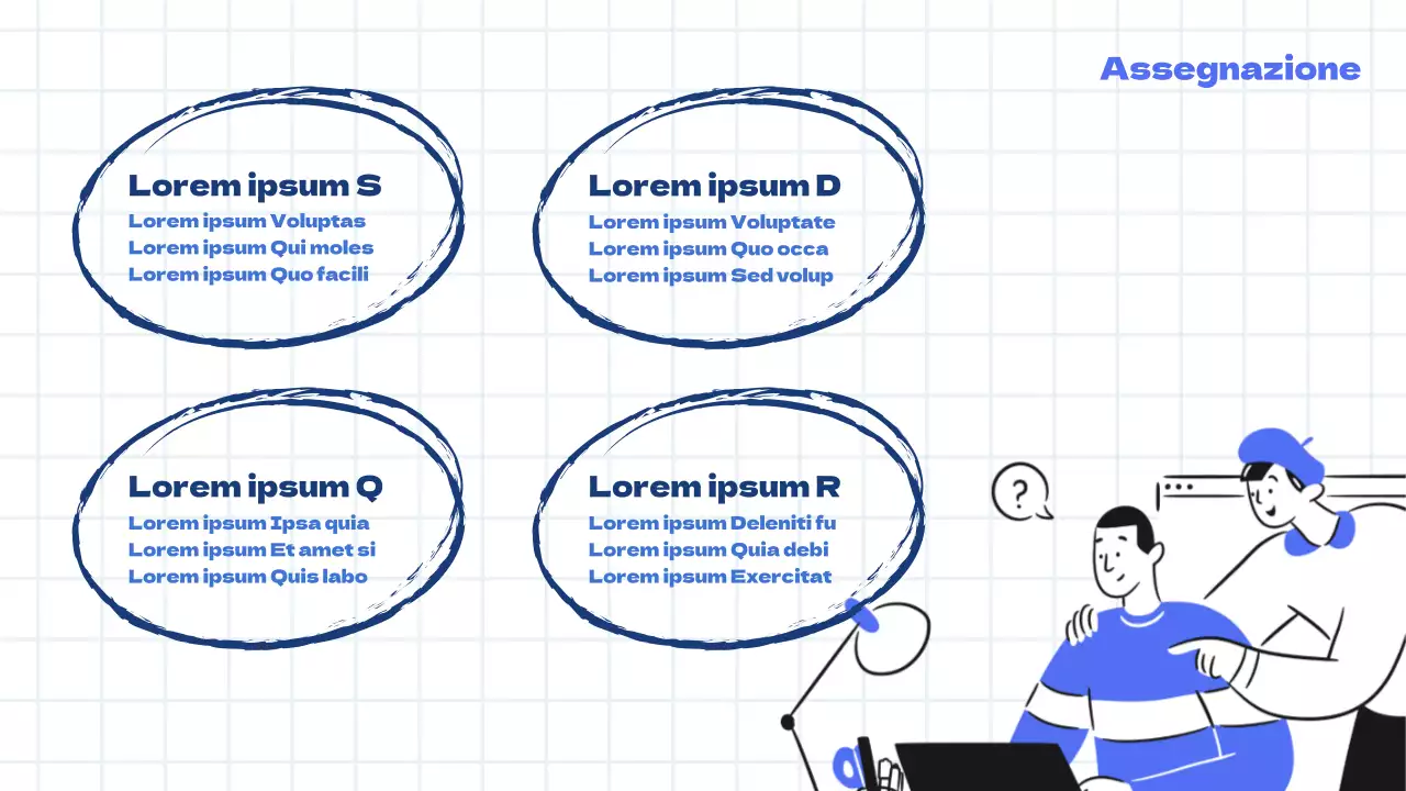 Verbale di riunione di marketing di tendenza in bianco e azzurro