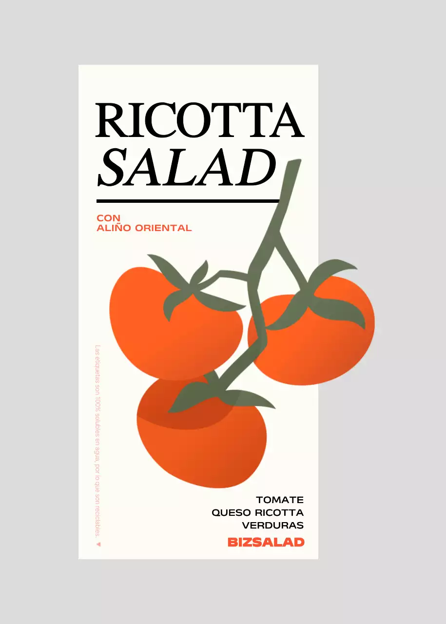 Etiquetas para ensaladas con ilustraciones de verduras verdes y rojas