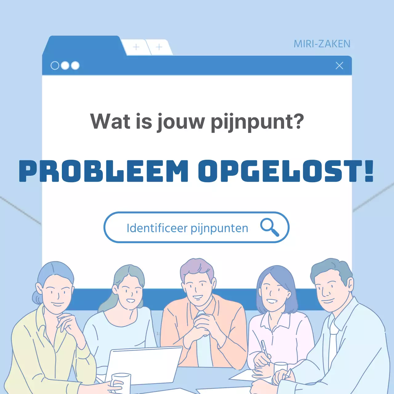 Moderne bedrijfspromotie in blauw en wit