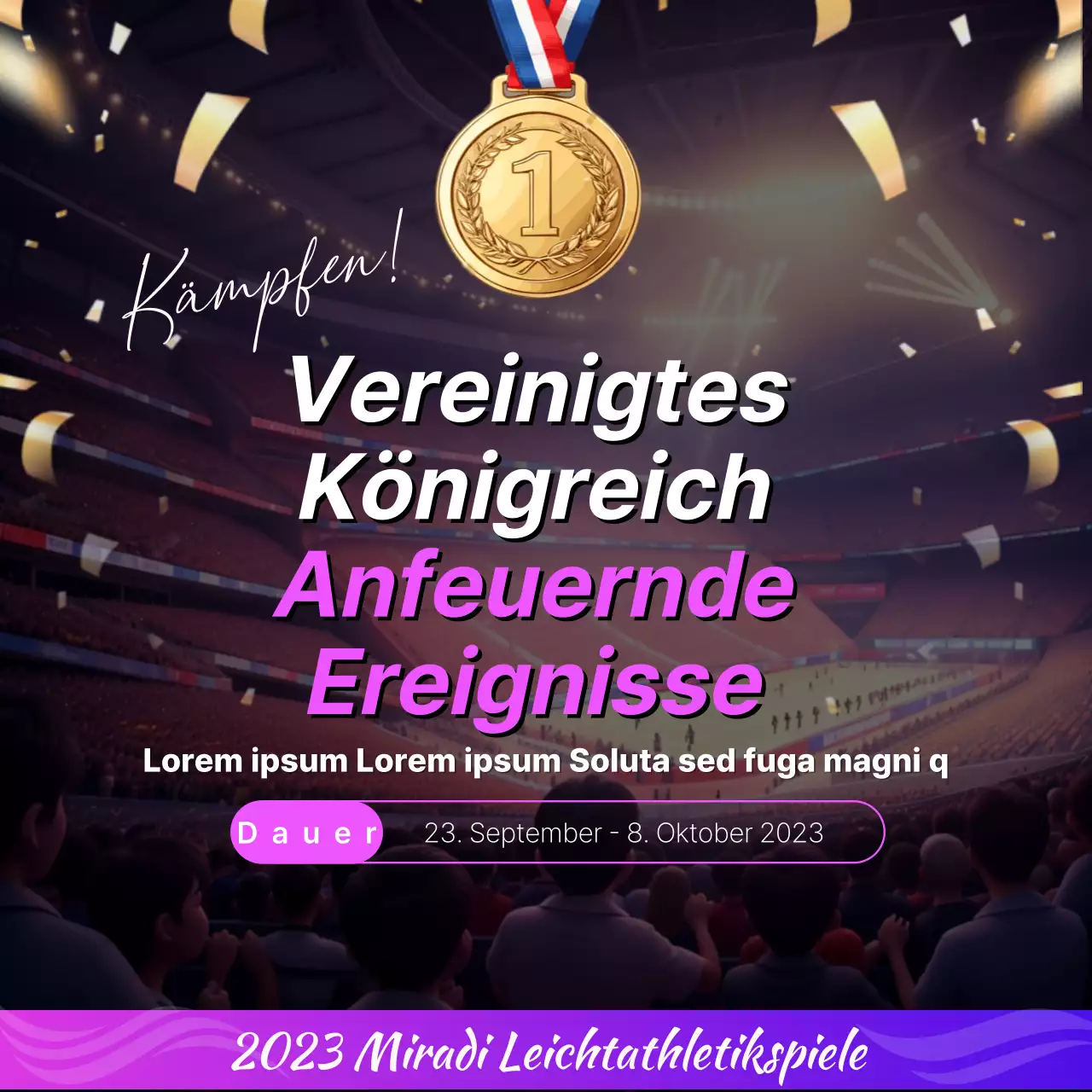 Werben Sie für Ihre Veranstaltung mit lila Luxus-Jubel