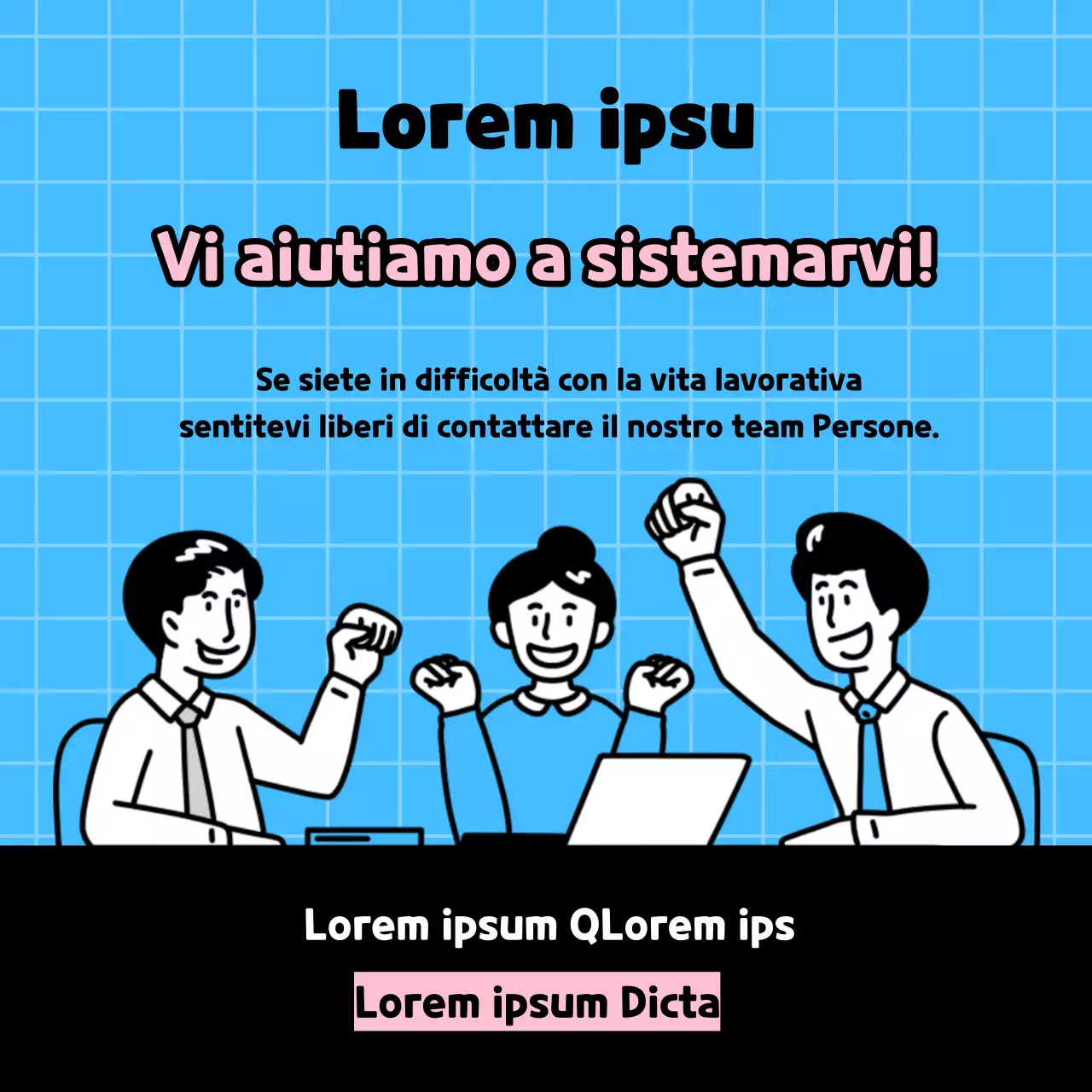 Formazione kitsch sul posto di lavoro con sfondo azzurro