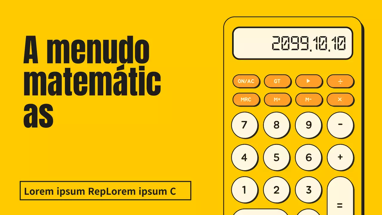 Lección de matemáticas con un concepto kitsch de calculadora amarilla y naranja