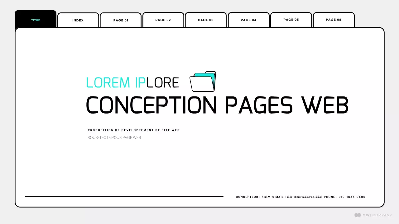 Une page web simple à la menthe et en blanc.