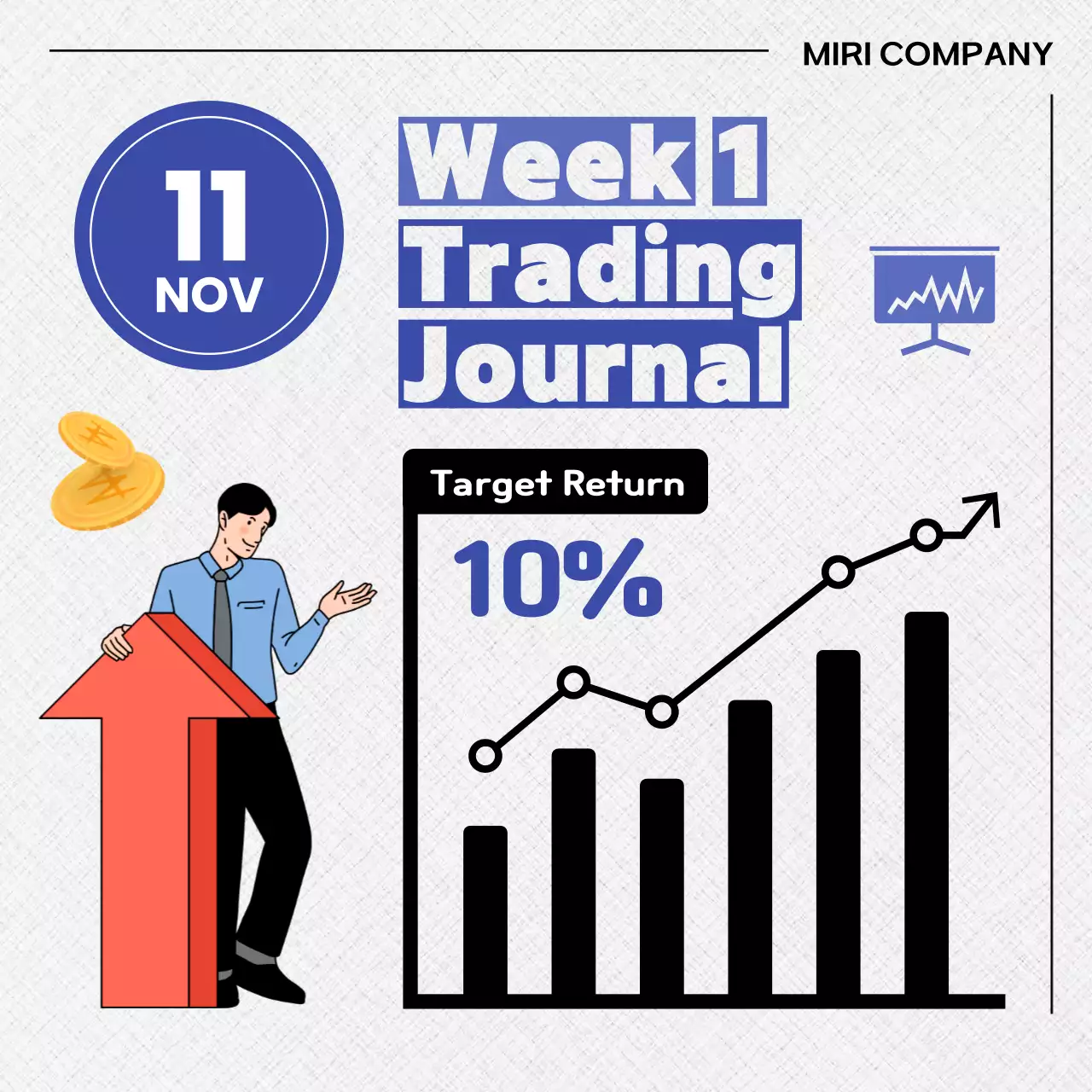 블루 모던 트레이딩 저널 소셜 미디어 게시물