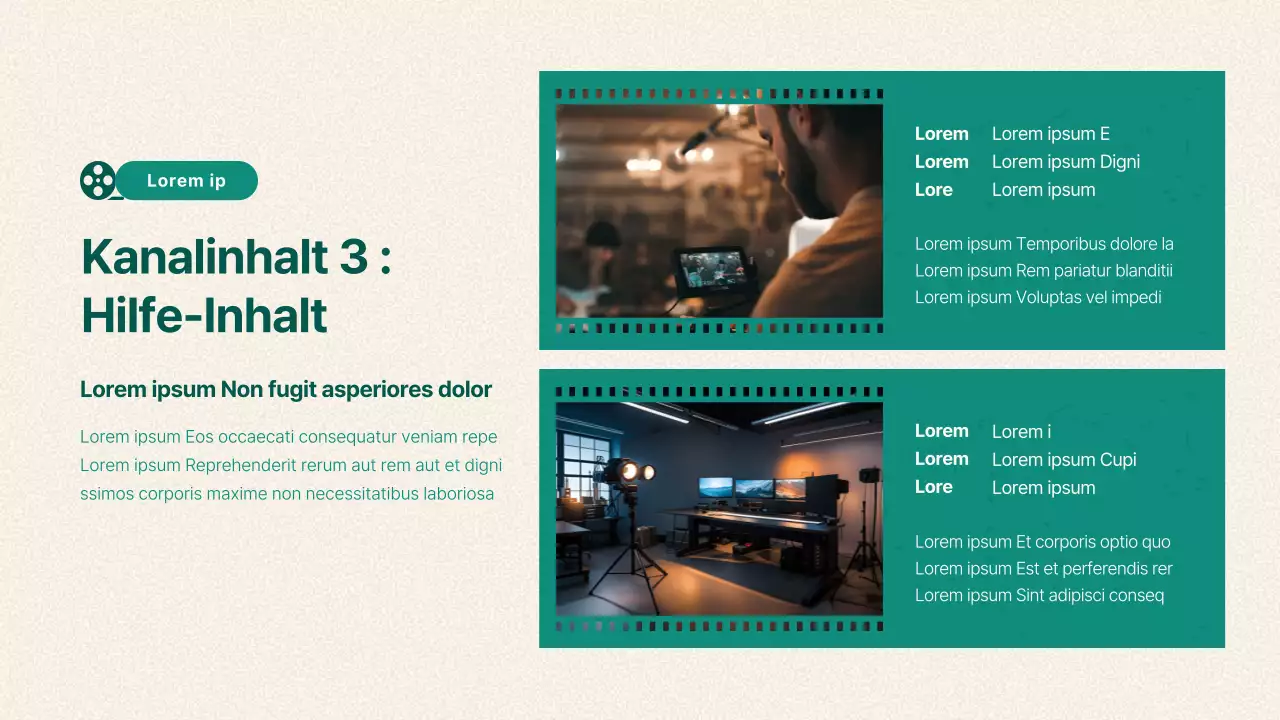Vintage Video Content Brief in Grün und Beige