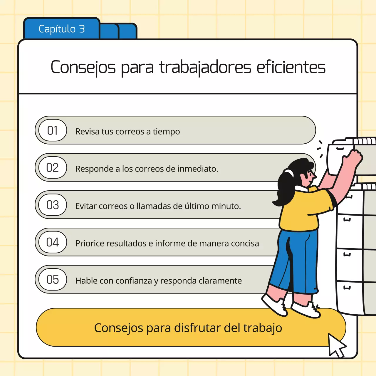 Promover consejos empresariales sencillos en azul y amarillo