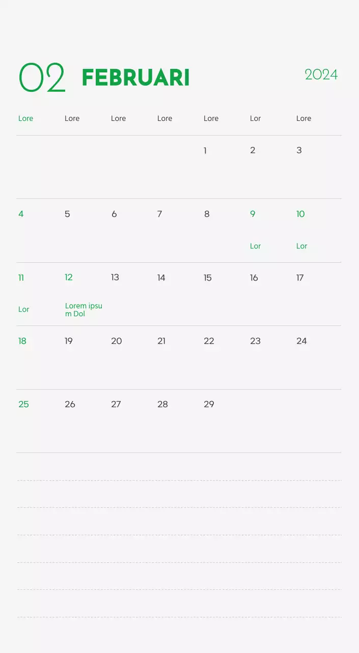 Een kalender met een afbeelding van een puppy en een schattige boodschap in groene accenten