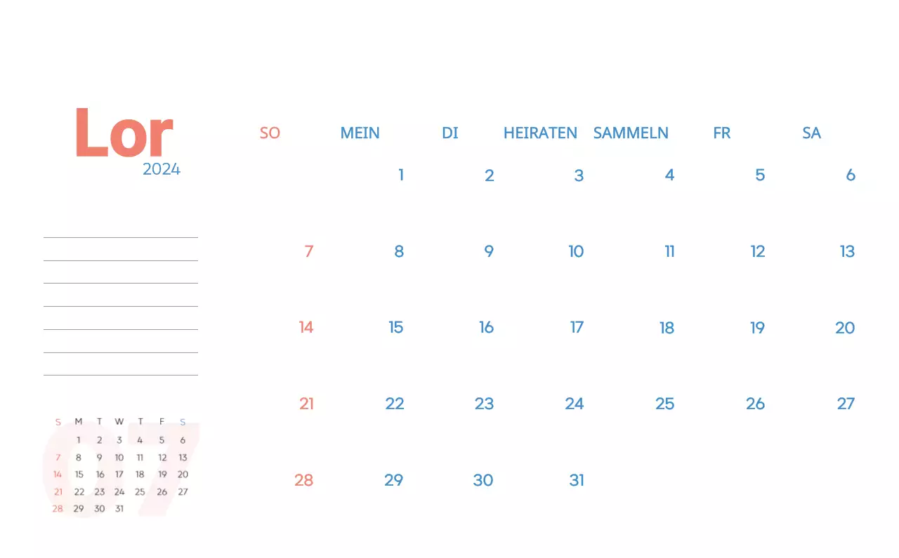 Arbeitskalender mit schönen Illustrationen