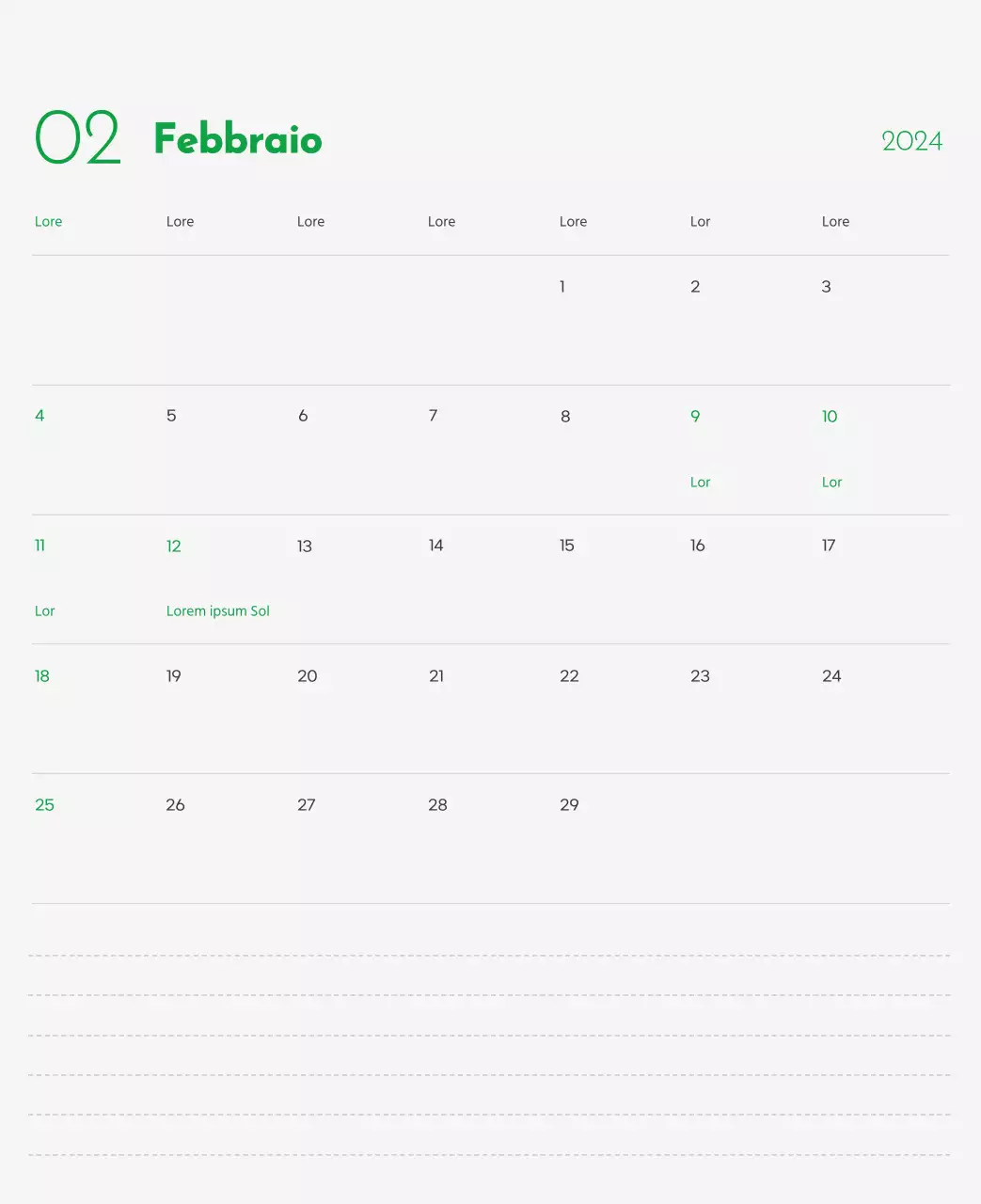 Un calendario con l'immagine di un cucciolo e un simpatico messaggio in verde.