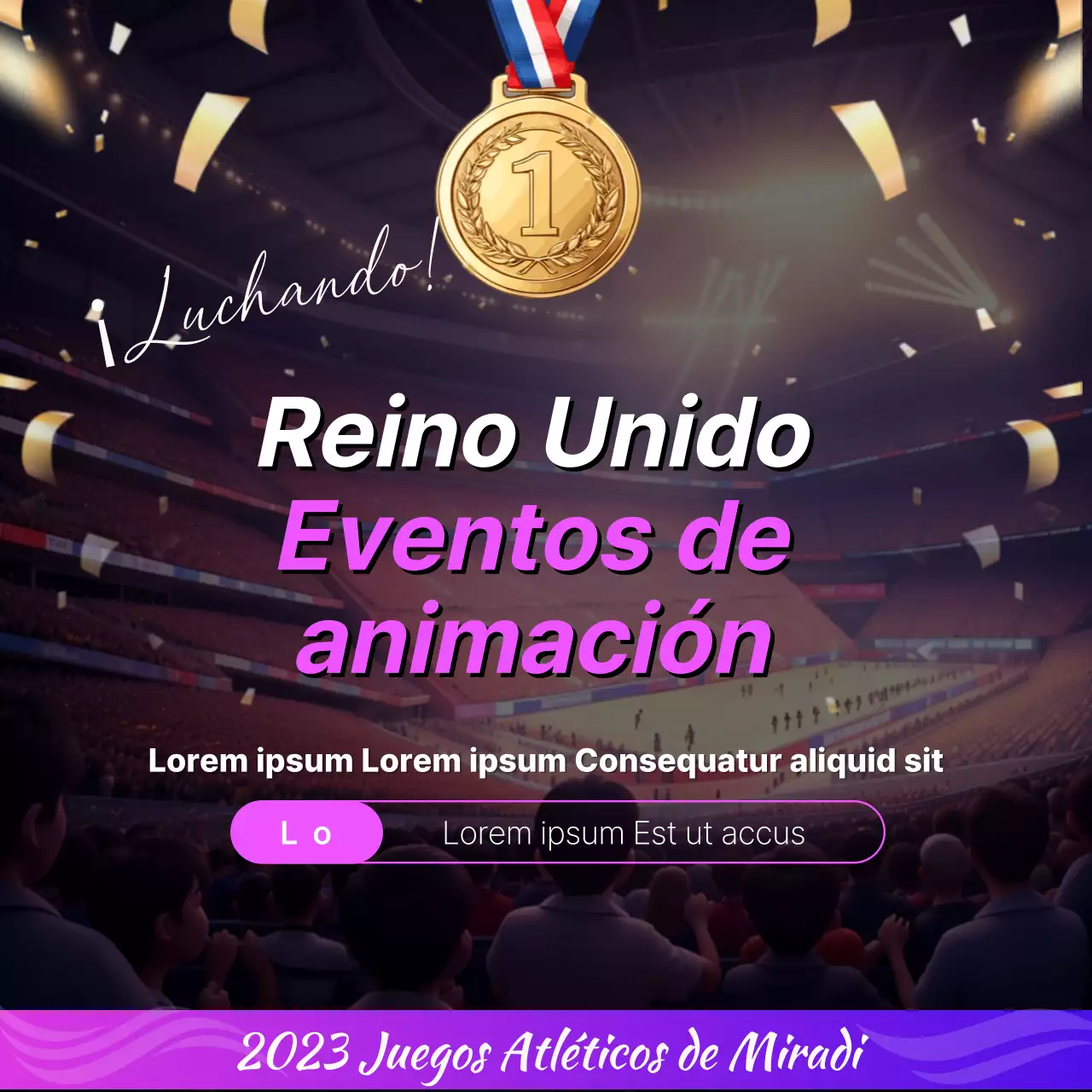 Promocione su evento con alegría púrpura de lujo
