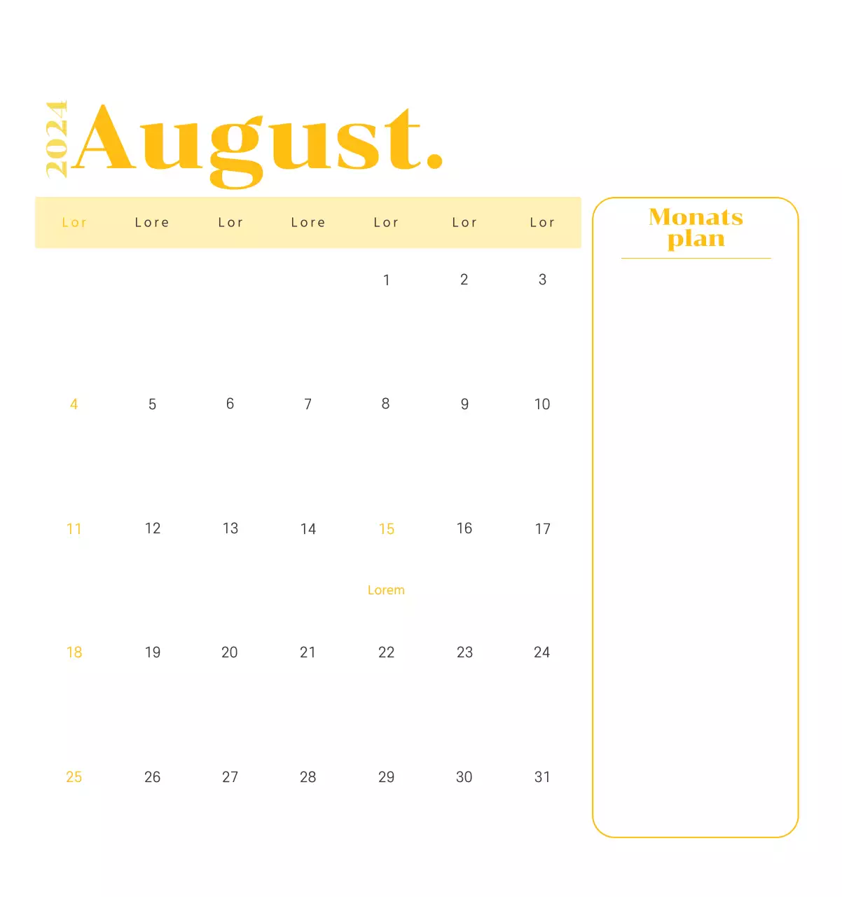 Kalender mit Jugendillustrationen auf gelbem und grünem Hintergrund