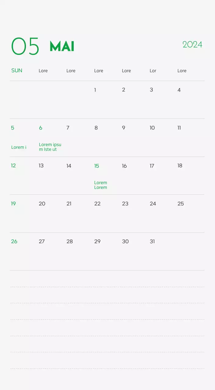 Ein Kalender mit einem Bild eines Welpen und einer niedlichen Botschaft in grünen Akzenten