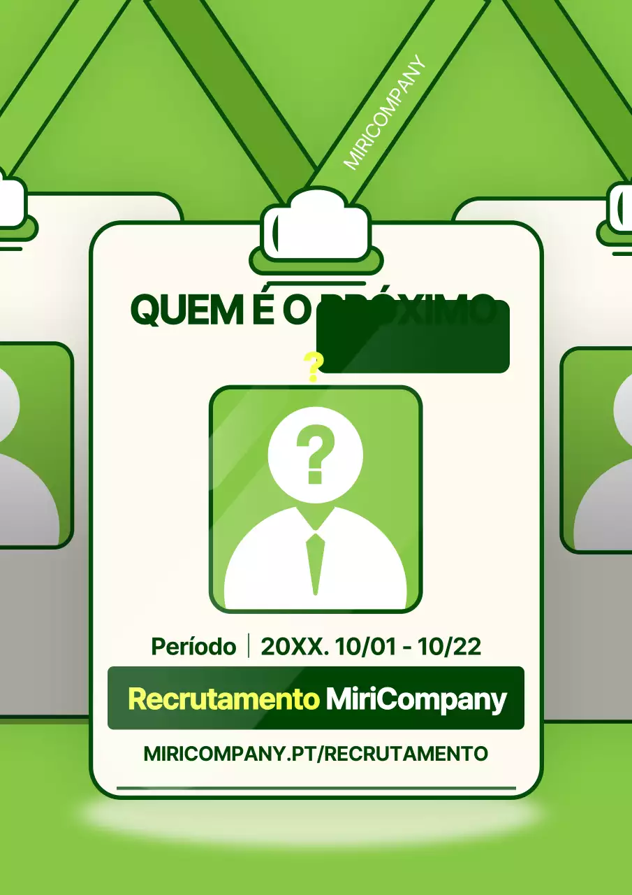 Ilustração de um cartão de empregado de estilo pop art em verde e chartreuse para promover o recrutamento aberto.