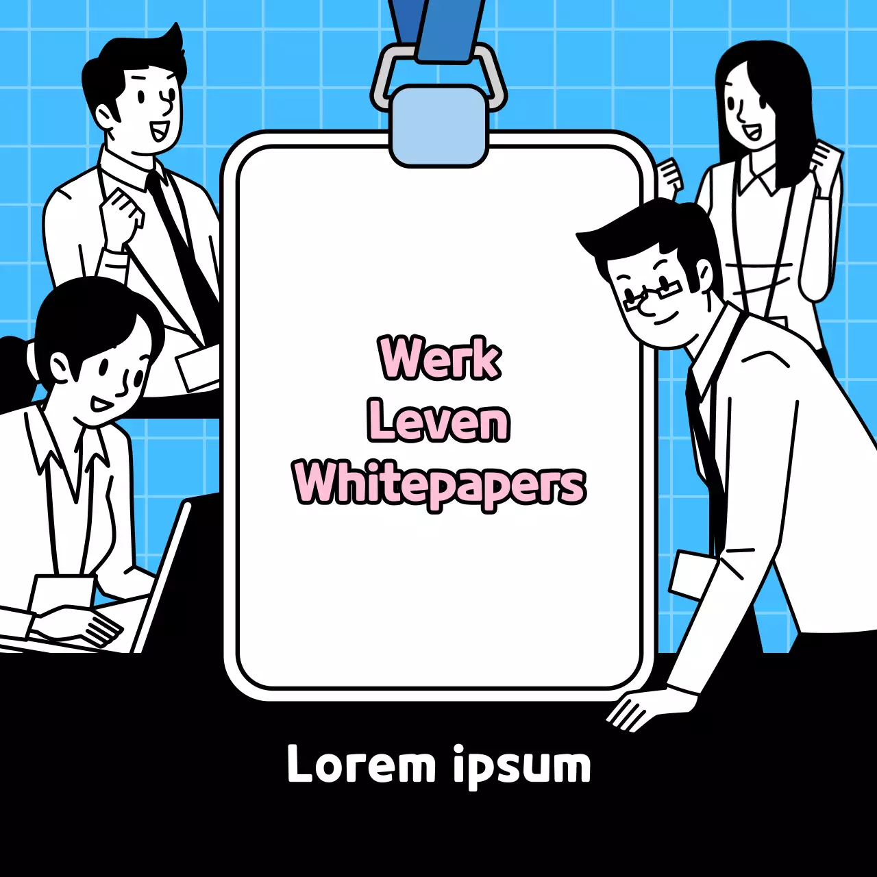 Kitscherige werkplektraining met een lichtblauwe achtergrond