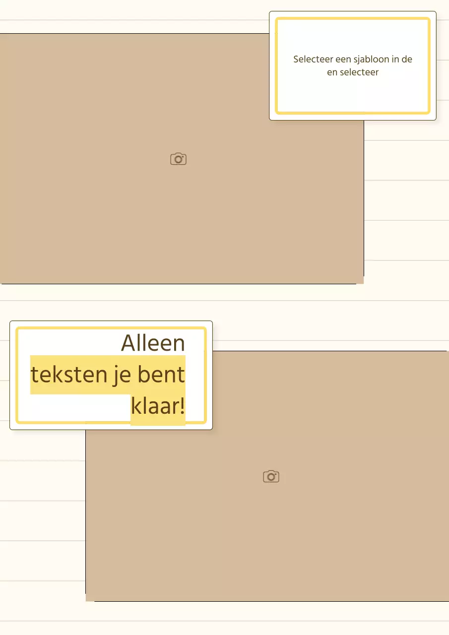 Een eenvoudig verhalend productpraatje in geel en beige