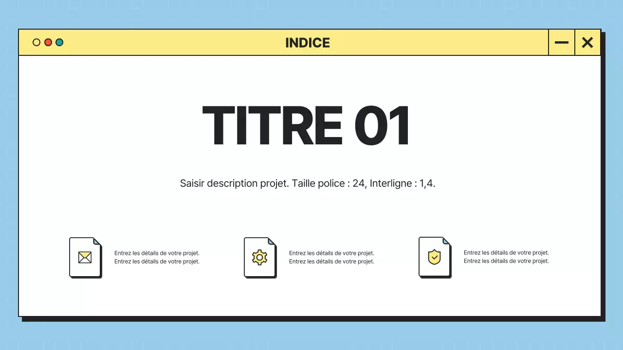 Interface utilisateur minimaliste en bleu et jaune Profil de l'entreprise