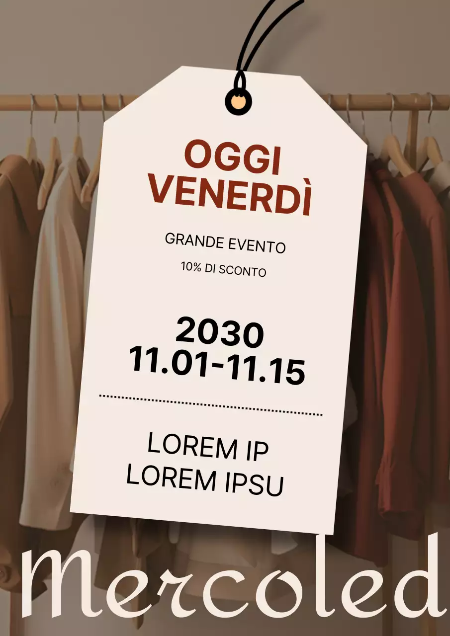 Semplice annuncio di vendita di un negozio di abbigliamento in marrone e beige
