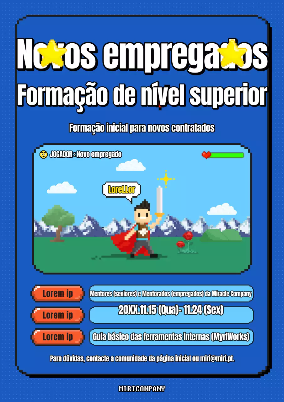 Anúncio retro de formação para novos contratados em azul e azul claro