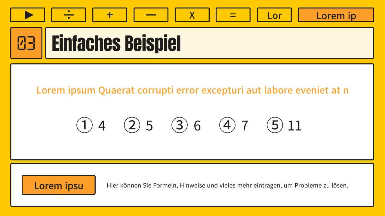 Matheunterricht mit einem kitschigen gelb-orangenen Taschenrechnerkonzept