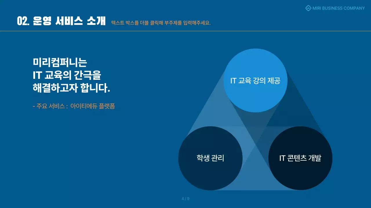 파랑과 주황색의 심플한 성과공유 보고서
