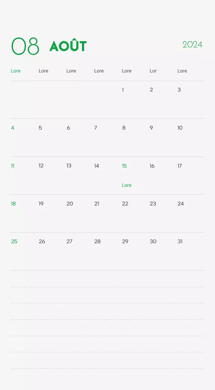 Un calendrier avec la photo d'un chiot et un message mignon aux accents verts.